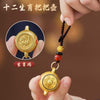 Chinese Zodiac Pendant Keychain, Alloy with Rotating Disc and Beaded Cord, 12 Animal Designs