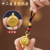 Chinese Zodiac Pendant Keychain, Alloy with Rotating Disc and Beaded Cord, 12 Animal Designs