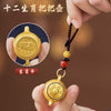 Chinese Zodiac Pendant Keychain, Alloy with Rotating Disc and Beaded Cord, 12 Animal Designs