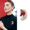 Horse Head Brooch Pin for Women, Zinc Alloy Animal Design with Sparkling Accents - Product view 1