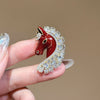 Horse Head Brooch Pin for Women, Zinc Alloy Animal Design with Sparkling Accents - Product view 2