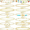 12-Piece Adjustable Anklet Set, Alloy Chains in Gold, Silver and Mixed-Tone Design Options - Product view 3