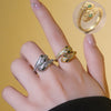 Double-Headed Snake Open Ring, Copper, Clear and Green Accents, Gold- or Silver-Tone