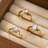 Stacking Accent Rings, Gold-Tone Stainless Steel, Round, Pear and Marquise Designs, Individual Rings or 3-Piece Set