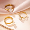 Stacking Accent Rings, Gold-Tone Stainless Steel, Round, Pear and Marquise Designs, Individual Rings or 3-Piece Set