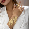 Cuff Bracelet and Ring Set, Gold-Tone Iron, Open Multi-Bar Design