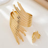 Cuff Bracelet and Ring Set, Gold-Tone Iron, Open Multi-Bar Design