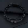 Woven Bracelet with Magnetic Clasp and Sparkling Bead Accent, 17, 19 or 21 cm Length Options - S118-a (zircon transfer bead leather bracelet) 17cm / S118-b (zircon transfer bead leather bracelet) 19cm / S118-c (zircon transfer bead leather bracelet) 21cm