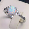 Opal-Style Ring for Women, Silver-Tone Alloy Band with Geometric Setting, Sizes 5-13 - Product view 2
