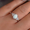 Opal-Style Ring for Women, Silver-Tone Alloy Band with Geometric Setting, Sizes 5-13 - Product view 3