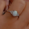 Opal-Style Ring for Women, Silver-Tone Alloy Band with Geometric Setting, Sizes 5-13 - Product view 4
