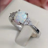 Opal-Style Ring for Women, Silver-Tone Alloy Band with Geometric Setting, Sizes 5-13 - Silver / No.5 / Silver / No. 6 / Silver / No. 7 / Silver / No. 8 / Silver / No. 9 / Silver / No. 10 / Silver / No. 11 / Silver / No. 12 / Silver / No. 13