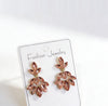 Leaf Earrings for Women, Alloy Botanical Design in Blue, Green, Pink and Other Color Options - Pink