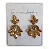 Leaf Earrings for Women, Alloy Botanical Design in Blue, Green, Pink and Other Color Options - Champagne color
