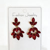 Leaf Earrings for Women, Alloy Botanical Design in Blue, Green, Pink and Other Color Options - Red