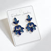 Leaf Earrings for Women, Alloy Botanical Design in Blue, Green, Pink and Other Color Options - Royal blue