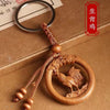 Wood Zodiac Animal Keychains, Round Carved Pendants with Knotted Cord, 12 Design Options