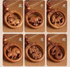Wood Zodiac Animal Keychains, Round Carved Pendants with Knotted Cord, 12 Design Options