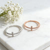 Cross Ring for Women, Copper Band with Micro-Set Sparkling Accents, Silver or Rose Gold Tone, Sizes 5-9 - Product view 1