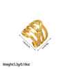 Open Statement Ring, Gold-Tone Stainless Steel, Sculptural and Geometric Designs, 25 Style Options