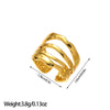 Open Statement Ring, Gold-Tone Stainless Steel, Sculptural and Geometric Designs, 25 Style Options