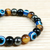 Evil Eye Beaded Bracelet, Handmade Brown and Black Stone-Style Beads with Magnetic Detail - Product view 2