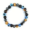 Evil Eye Beaded Bracelet, Handmade Brown and Black Stone-Style Beads with Magnetic Detail - Product view 5