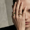 Leaf Wrap Ring, Gold-Tone 304 Stainless Steel with Dangling Marquise Accent, Clear or Green