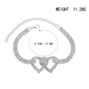 Double Heart Rhinestone Anklet for Women, Gold or Silver Tone, Single Anklet and 2-Piece Set Options - Product view 5
