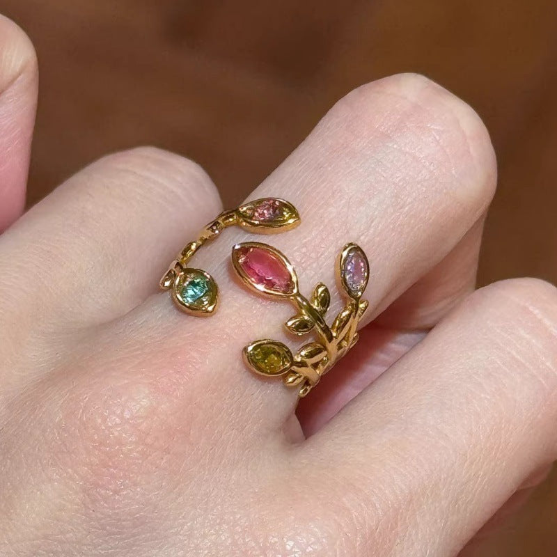 Open Rings, Copper with Colored Accents, Gold-Tone Floral Branch or Braided Band, Individual Styles