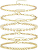 Layered Chain Bracelet Sets for Women, Alloy Bands with Bead Accents in Gold or Silver Tone - 05gold