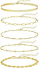 Layered Chain Bracelet Sets for Women, Alloy Bands with Bead Accents in Gold or Silver Tone - 01gold