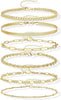 Layered Chain Bracelet Sets for Women, Alloy Bands with Bead Accents in Gold or Silver Tone - 02gold