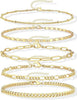 Layered Chain Bracelet Sets for Women, Alloy Bands with Bead Accents in Gold or Silver Tone - 04gold