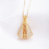 Statement Pendant Necklace for Women, Copper Design with Openwork Tassel Shape and Sparkling Accents - Product view 3