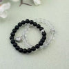 Magnetic Couple Bracelet Set, Crown and Heart Details with 8 mm Black and White Beads - Product view 2