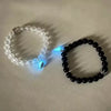 Magnetic Couple Bracelet Set, Crown and Heart Details with 8 mm Black and White Beads - Product view 3