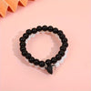 Magnetic Couple Bracelet Set, Crown and Heart Details with 8 mm Black and White Beads - Product view 4
