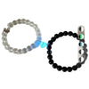 Magnetic Couple Bracelet Set, Crown and Heart Details with 8 mm Black and White Beads - Product view 5