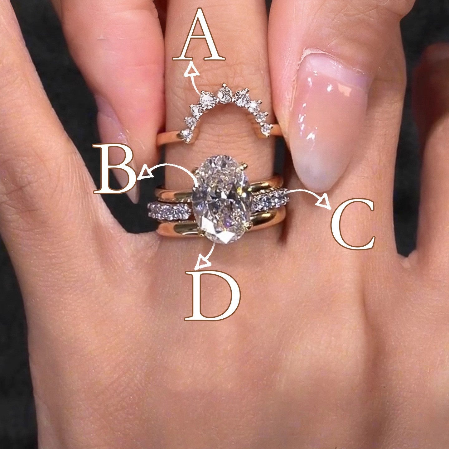Stacking Open Rings, Gold-Tone Copper with Clear Accents, Four Designs, Individual Rings or 4-Piece Set