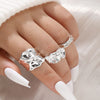 3-Piece Open Ring Set for Women, Gold-Tone Alloy Bands with Irregular Pleated Texture - Product view 2
