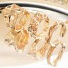 3-Piece Open Ring Set for Women, Gold-Tone Alloy Bands with Irregular Pleated Texture - Product view 4