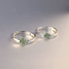 Four-Leaf Clover Open Rings, Alloy, Silver-Tone with Green Detail, Individual Styles or Pair