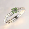 Four-Leaf Clover Open Rings, Alloy, Silver-Tone with Green Detail, Individual Styles or Pair