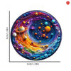 Colorful Galaxy Brooch Pin, Round Stainless Steel Design with Planets and Swirling Space Pattern - Product view 4