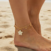 Floral Anklets for Women, Gold-Tone Foot Jewelry with Pink, White and Blue Flower Design Options - Product view 2
