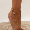 Floral Anklets for Women, Gold-Tone Foot Jewelry with Pink, White and Blue Flower Design Options - Gold-00932