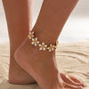 Floral Anklets for Women, Gold-Tone Foot Jewelry with Pink, White and Blue Flower Design Options - Product view 4
