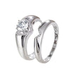 Two-Piece Ring Set, Alloy, Heart-Shaped Halo and Contoured Band, Gold- or Silver-Tone