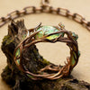 Vine Ring, Alloy with Oval Green Accent, Gold-, Silver- or Rose-Gold-Tone
